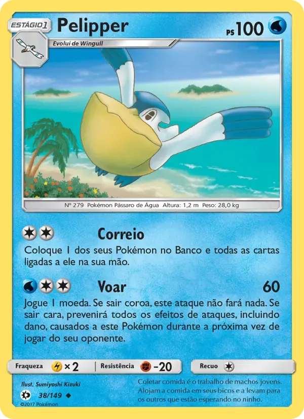 Pelipper — Sol e Lua 38 Portuguese Pokémon card