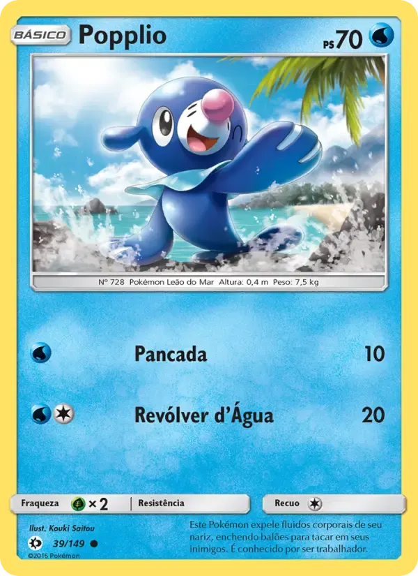 Popplio — Sol e Lua 39 Portuguese Pokémon card