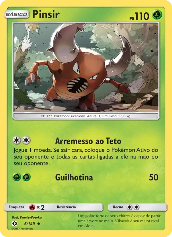 Pinsir — Sol e Lua 6 Portuguese Pokémon card