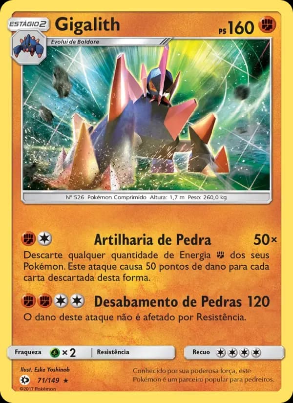 Gigalith — Sol e Lua 71 Portuguese Pokémon card