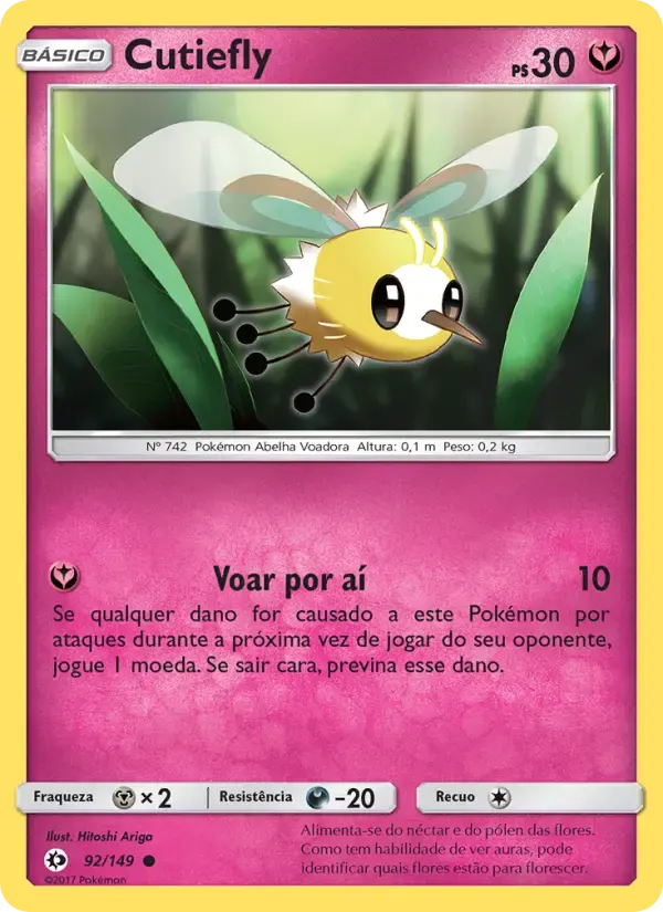 Cutiefly — Sol e Lua 92 Portuguese Pokémon card