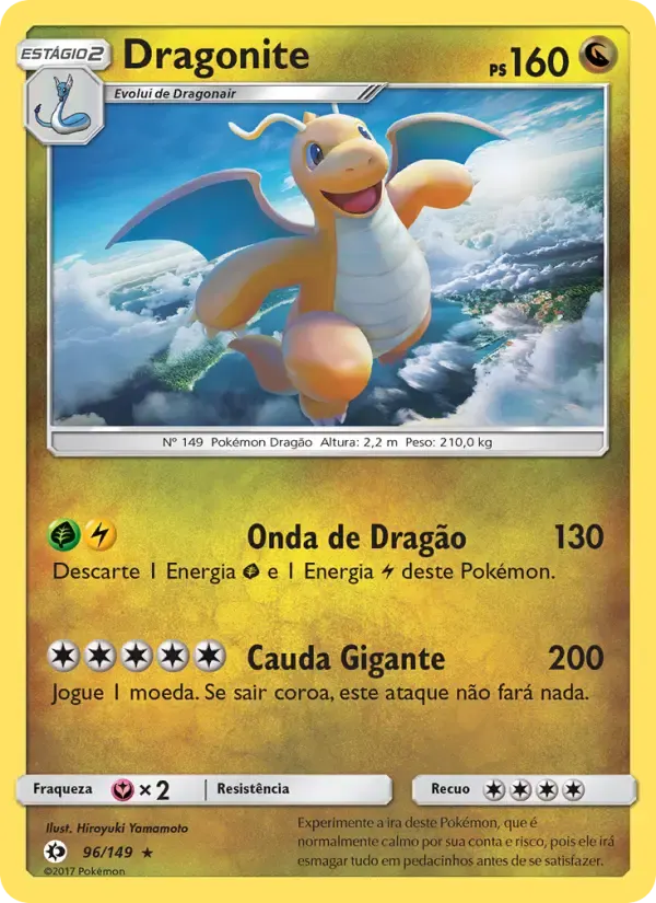 Dragonite — Sol e Lua 96 Portuguese Pokémon card