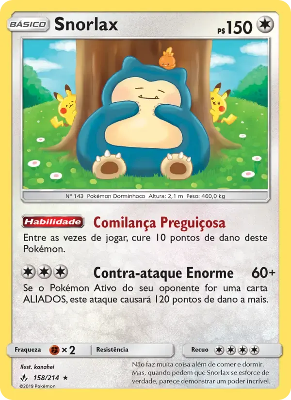 Snorlax — Elos Inquebráveis 158 Portuguese Pokémon card