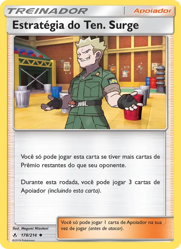 Estratégia do Ten. Surge — Elos Inquebráveis 178 Portuguese Pokémon card