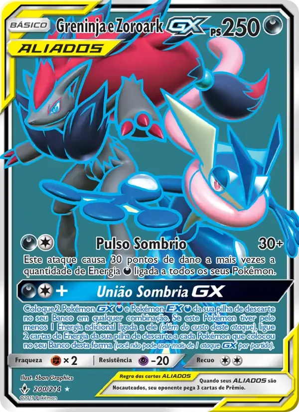 Greninja e Zoroark GX — Elos Inquebráveis 200 Portuguese Pokémon card