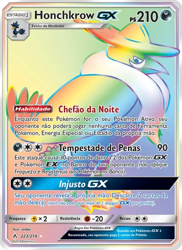 Honchkrow GX — Elos Inquebráveis 223 Portuguese Pokémon card