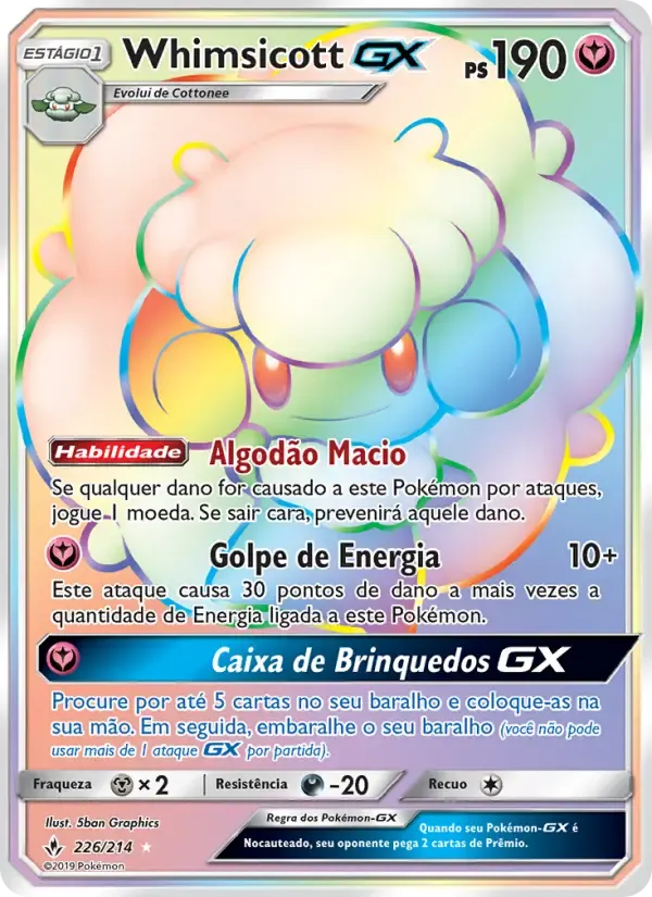 Whimsicott GX — Elos Inquebráveis 226 Portuguese Pokémon card