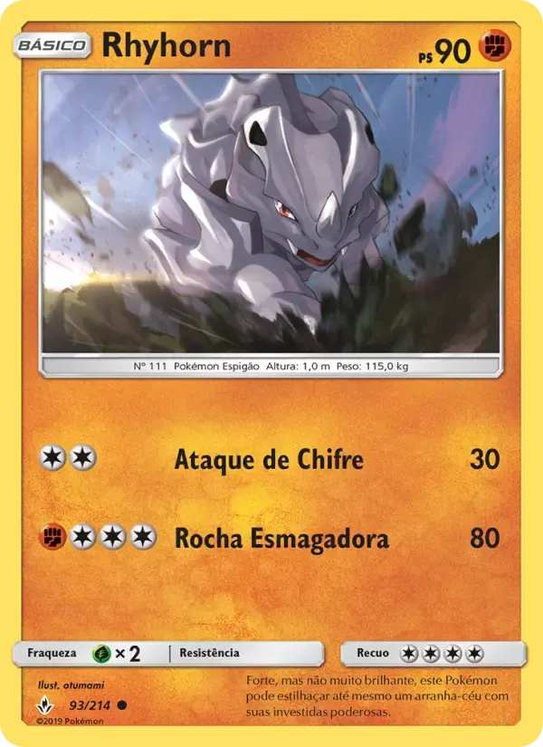Rhyhorn — Elos Inquebráveis 93 Portuguese Pokémon card
