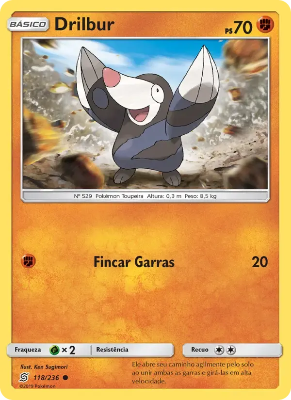 Drilbur — Sintonia Mental 118 Portuguese Pokémon card