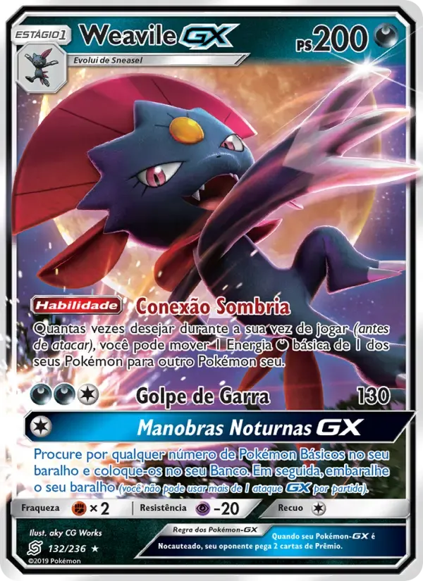 Weavile GX — Sintonia Mental 132 Portuguese Pokémon card
