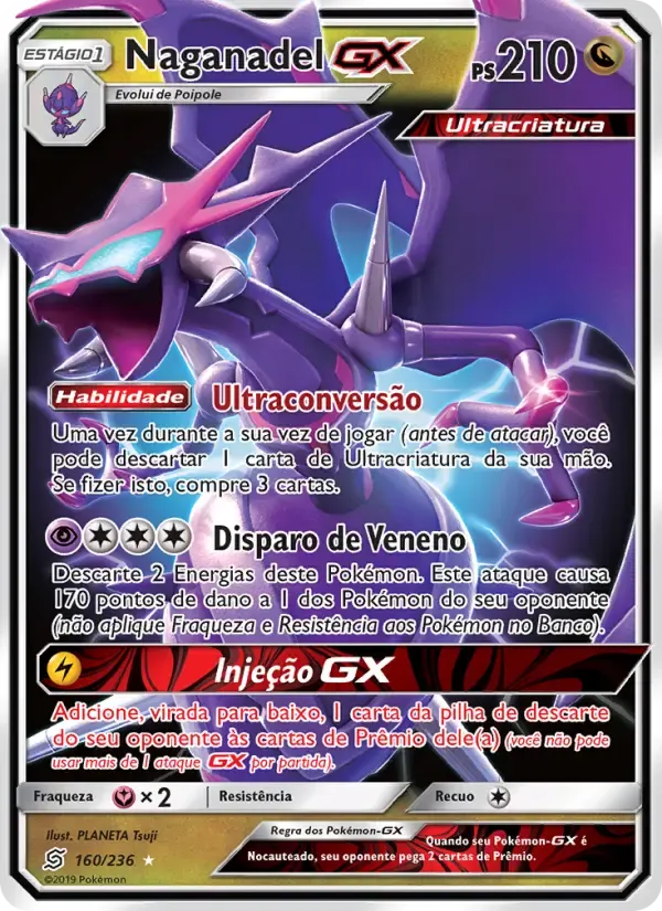 Naganadel GX — Sintonia Mental 160 Portuguese Pokémon card
