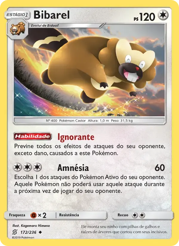 Bibarel — Sintonia Mental 172 Portuguese Pokémon card