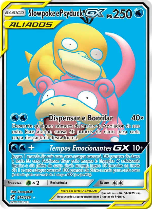 Slowpoke e Psyduck GX — Sintonia Mental 217 Portuguese Pokémon card