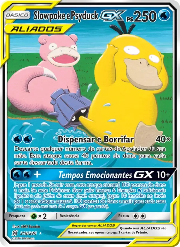 Slowpoke e Psyduck GX — Sintonia Mental 218 Portuguese Pokémon card