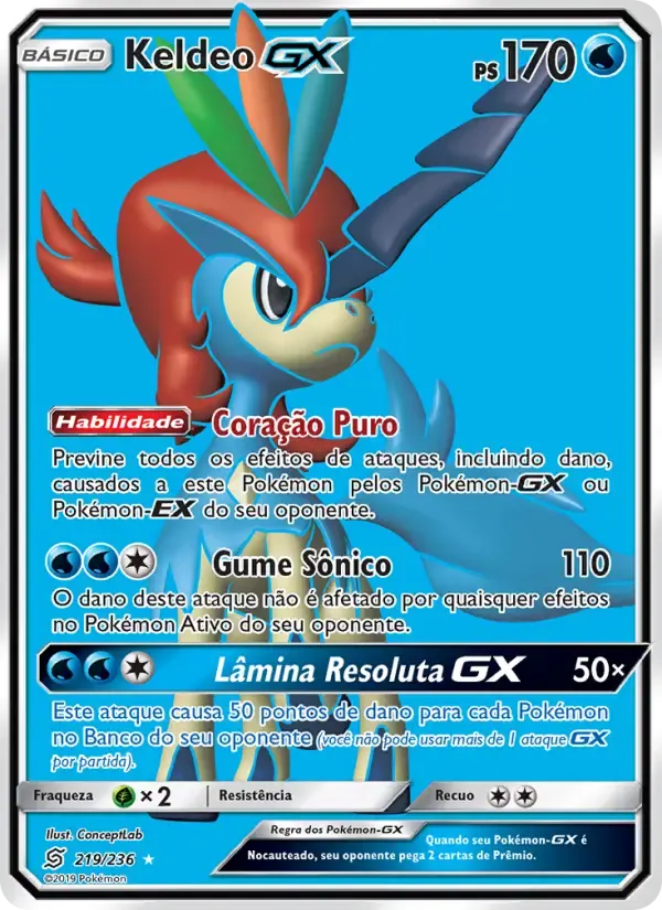 Keldeo GX — Sintonia Mental 219 Portuguese Pokémon card