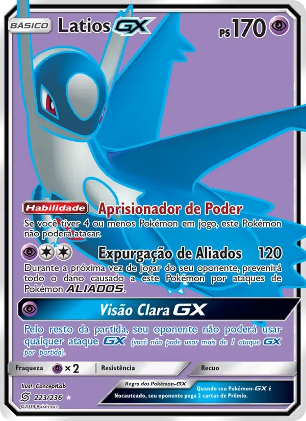 Latios GX — Sintonia Mental 223 Portuguese Pokémon card