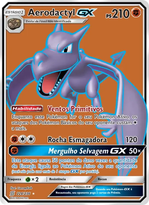 Aerodactyl GX — Sintonia Mental 224 Portuguese Pokémon card