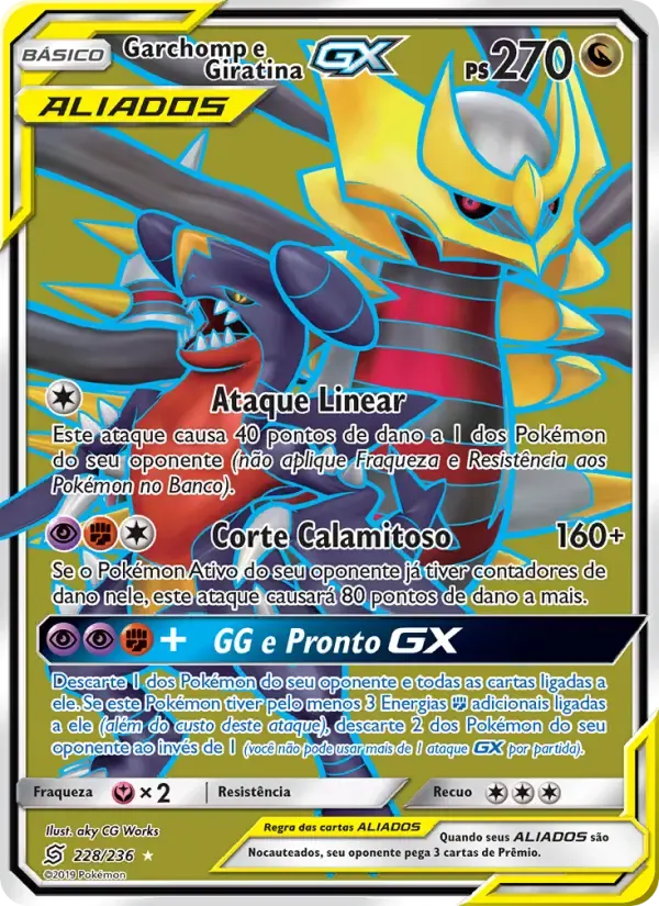 Garchomp e Giratina GX — Sintonia Mental 228 Portuguese Pokémon card