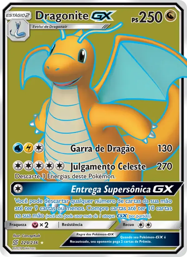 Dragonite GX — Sintonia Mental 229 Portuguese Pokémon card