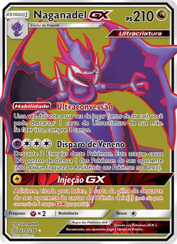 Naganadel GX — Sintonia Mental 230 Portuguese Pokémon card