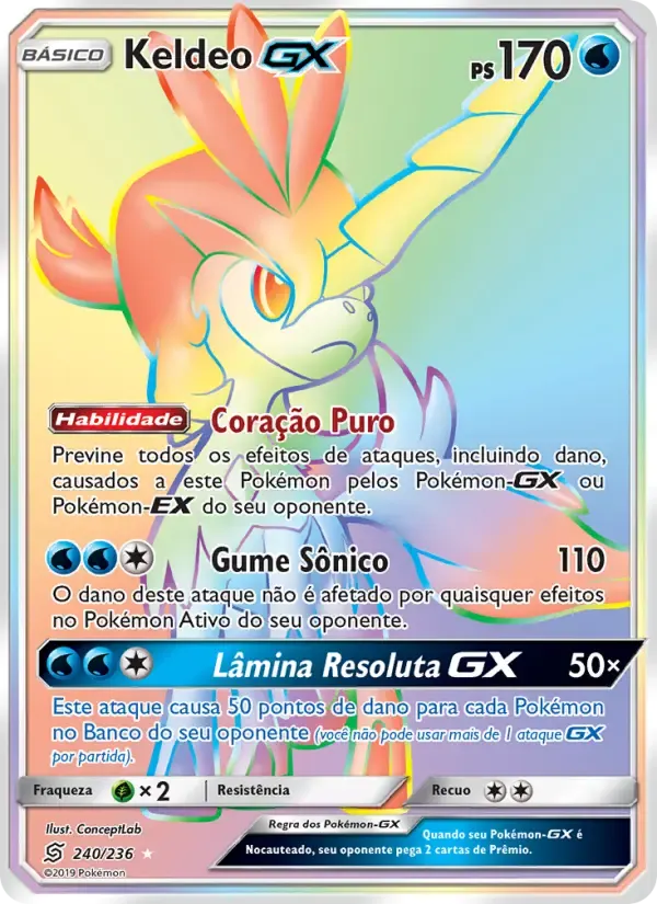 Keldeo GX — Sintonia Mental 240 Portuguese Pokémon card
