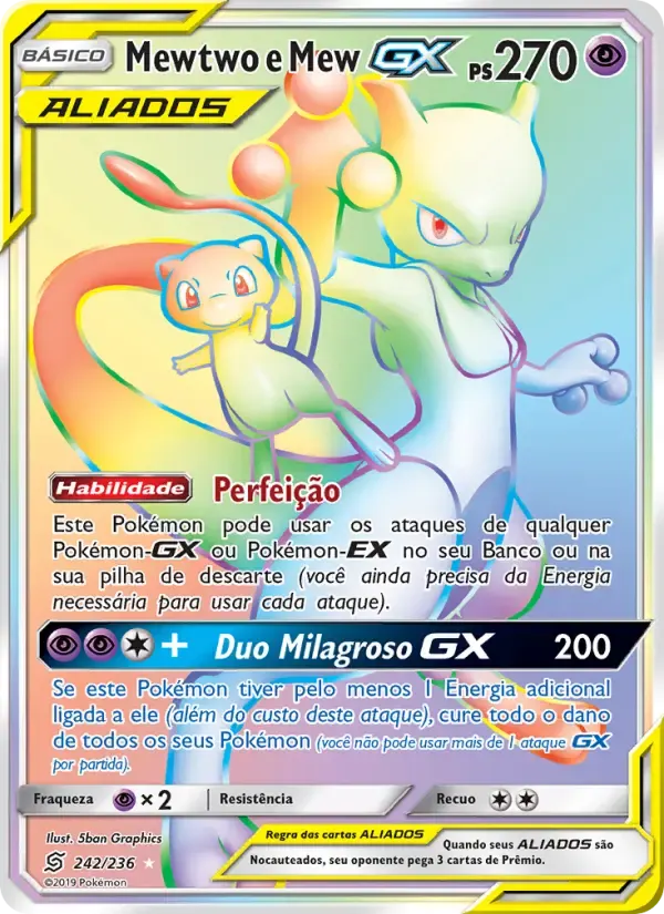 Mewtwo e Mew GX — Sintonia Mental 242 Portuguese Pokémon card