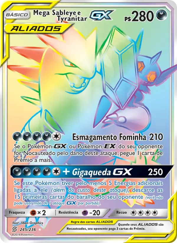 Mega Sableye e Tyranitar GX — Sintonia Mental 245 Portuguese Pokémon card