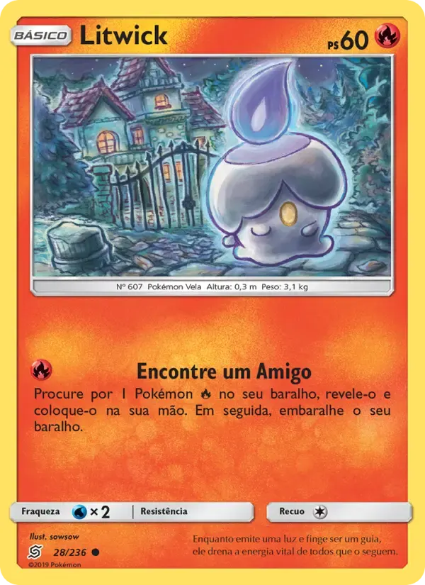 Litwick — Sintonia Mental 28 Portuguese Pokémon card