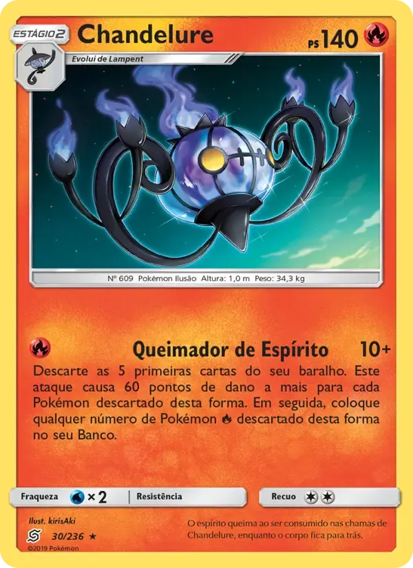 Chandelure — Sintonia Mental 30 Portuguese Pokémon card