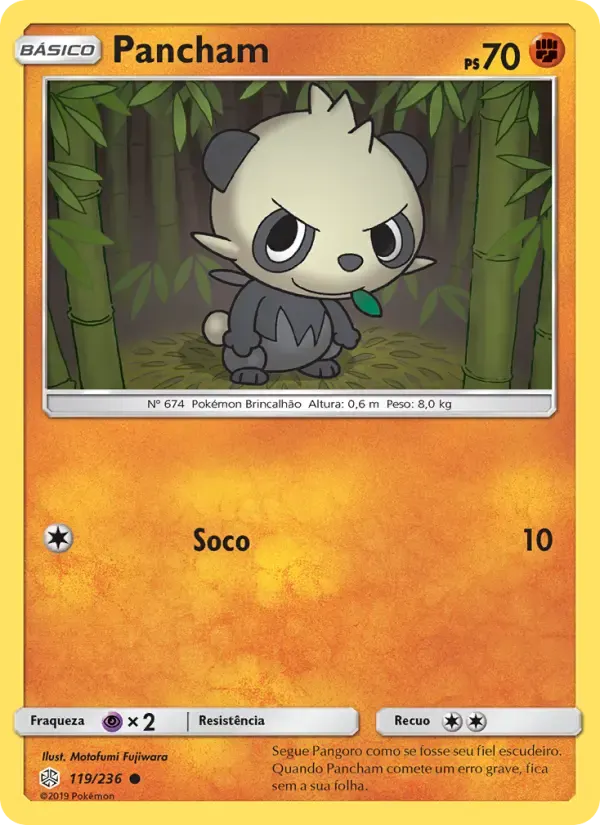 Pancham — Eclipse Cósmico 119 Portuguese Pokémon card