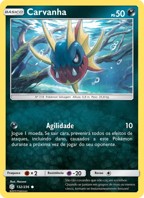 Carvanha — Eclipse Cósmico 132 Portuguese Pokémon card