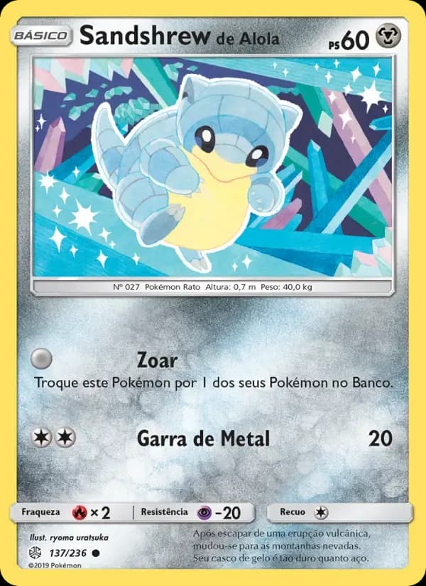 Sandshrew de Alola — Eclipse Cósmico 137 Portuguese Pokémon card
