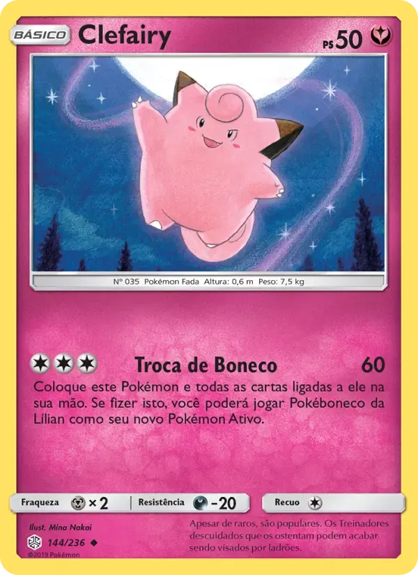 Clefairy — Eclipse Cósmico 144 Portuguese Pokémon card