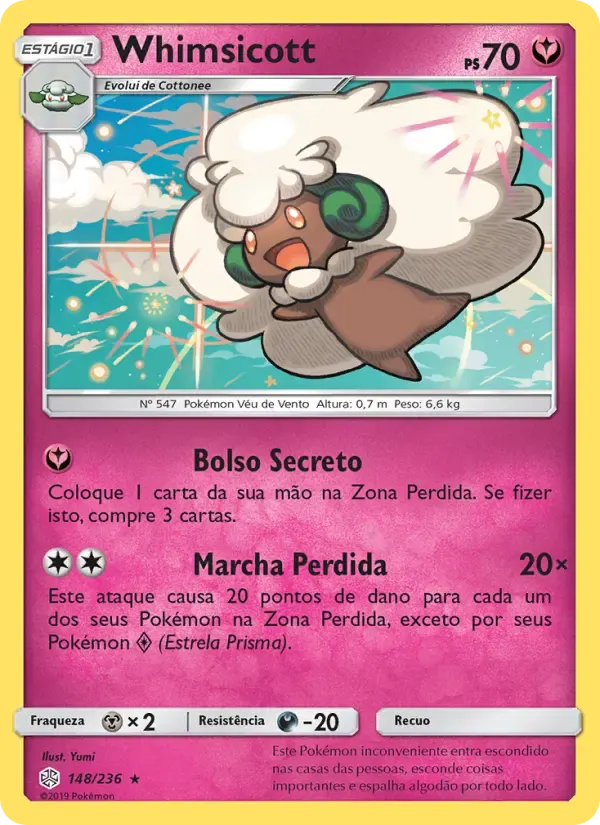 Whimsicott — Eclipse Cósmico 148 Portuguese Pokémon card