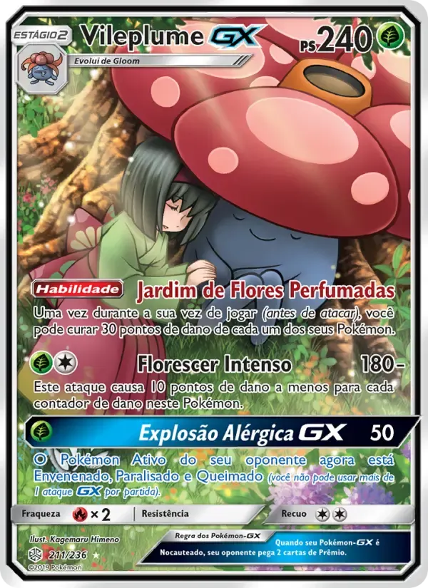 Vileplume GX — Eclipse Cósmico 211 Portuguese Pokémon card