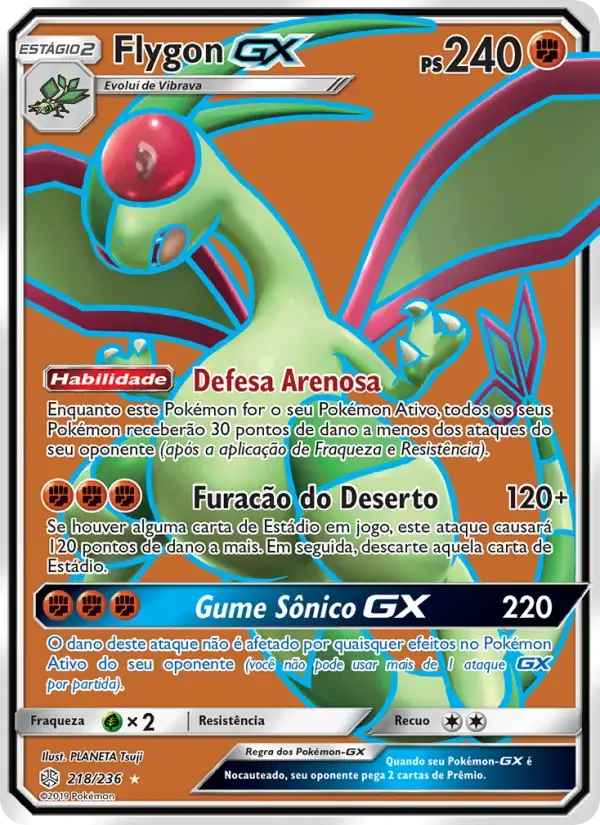 Flygon GX — Eclipse Cósmico 218 Portuguese Pokémon card