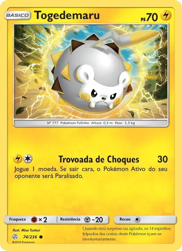 Togedemaru — Eclipse Cósmico 74 Portuguese Pokémon card