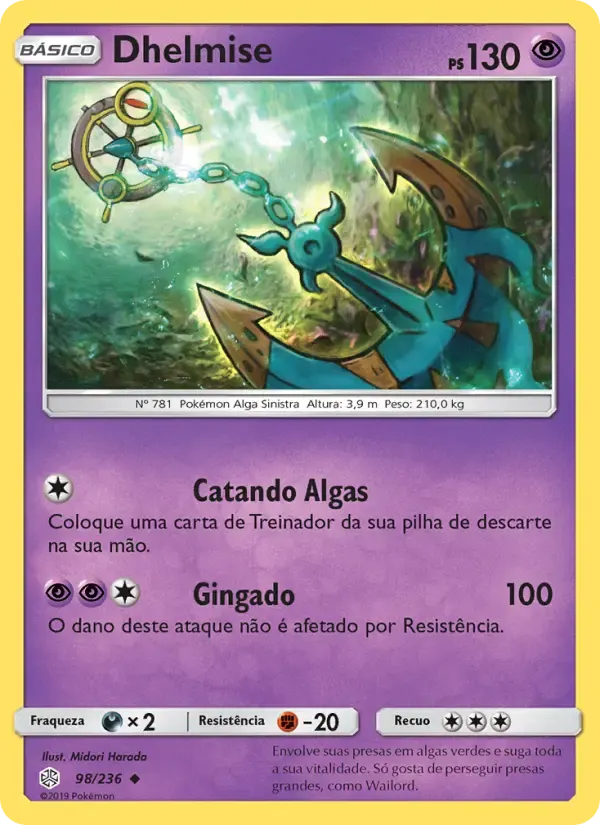 Dhelmise — Eclipse Cósmico 98 Portuguese Pokémon card
