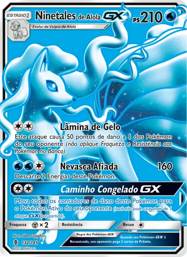 Ninetales de Alola GX — Guardiões Ascendentes 132 Portuguese Pokémon card