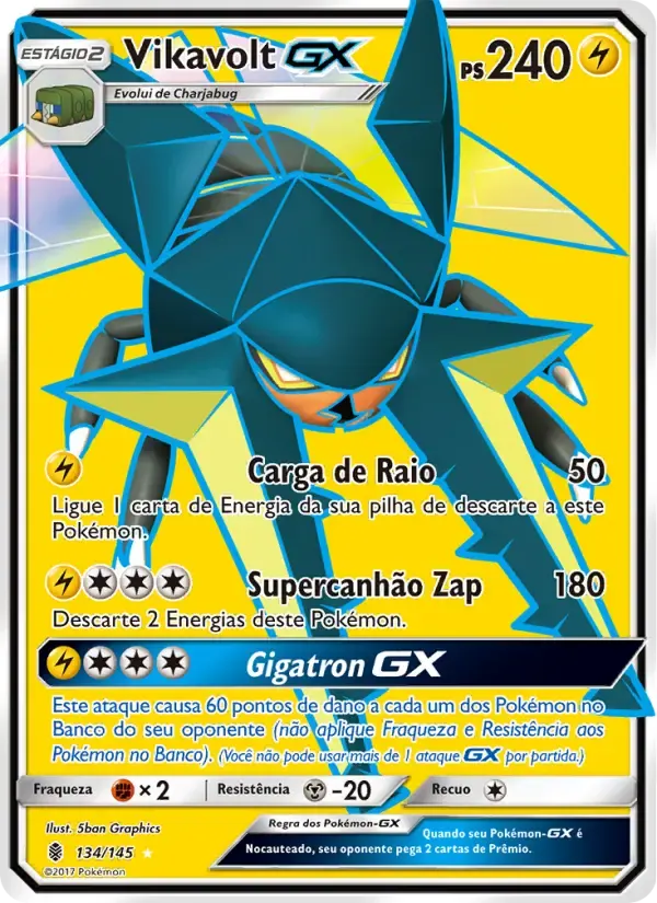 Vikavolt GX — Guardiões Ascendentes 134 Portuguese Pokémon card
