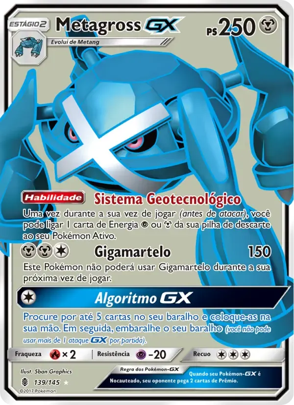 Metagross GX — Guardiões Ascendentes 139 Portuguese Pokémon card