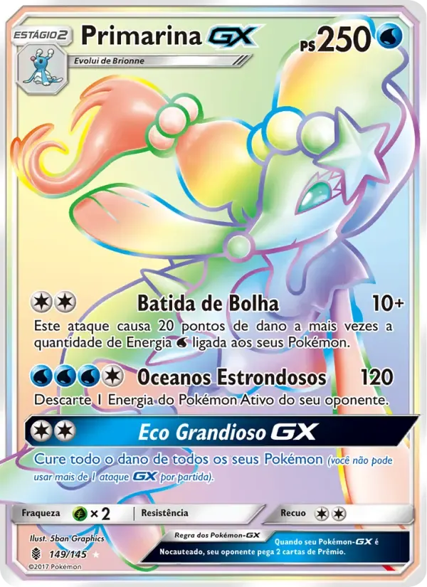Primarina GX — Guardiões Ascendentes 149 Portuguese Pokémon card