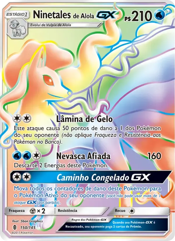 Ninetales de Alola GX — Guardiões Ascendentes 150 Portuguese Pokémon card