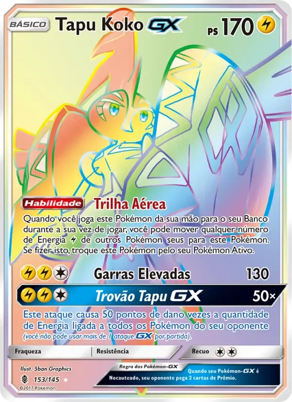 Tapu Koko GX — Guardiões Ascendentes 153 Portuguese Pokémon card