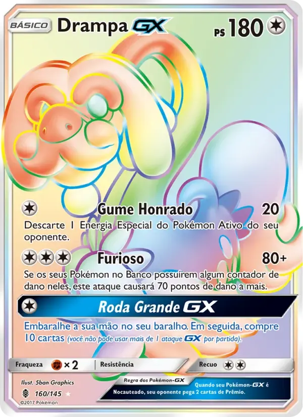 Drampa GX — Guardiões Ascendentes 160 Portuguese Pokémon card