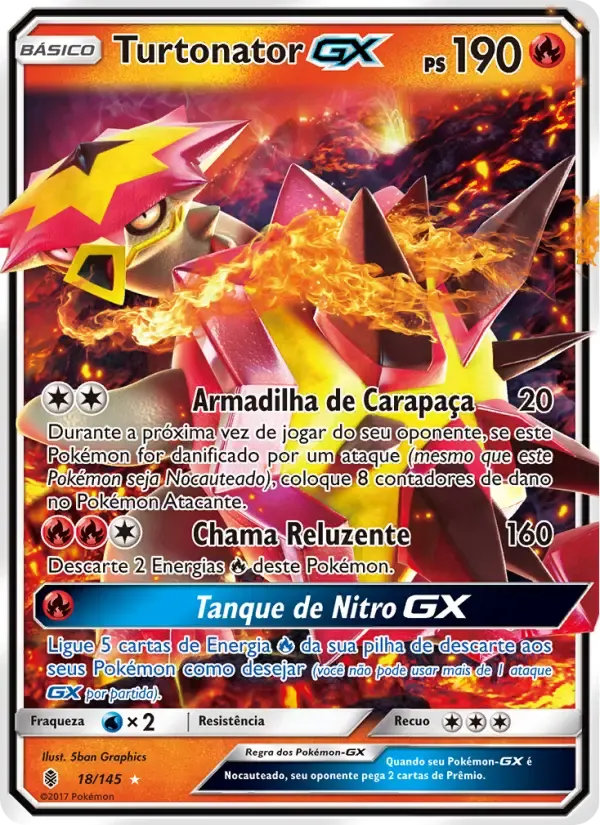 Turtonator GX — Guardiões Ascendentes 18 Portuguese Pokémon card