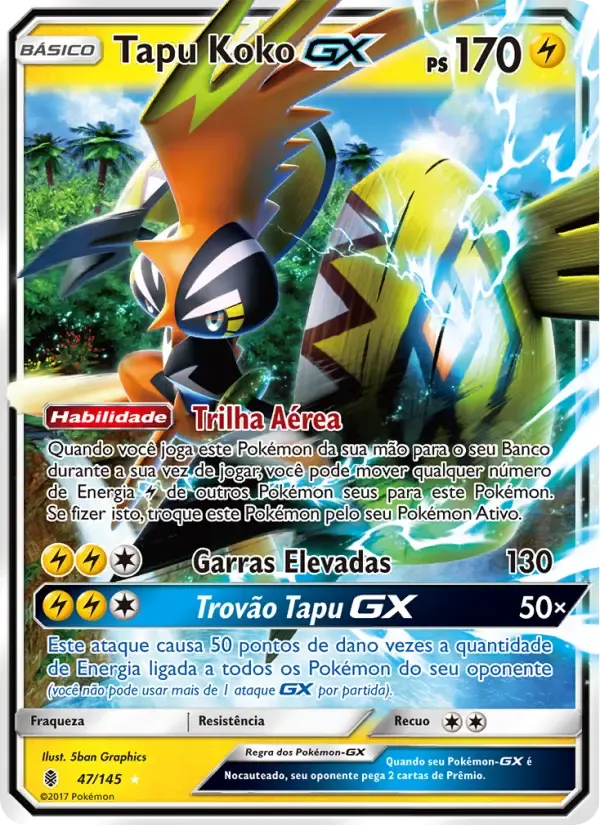 Tapu Koko GX — Guardiões Ascendentes 47 Portuguese Pokémon card