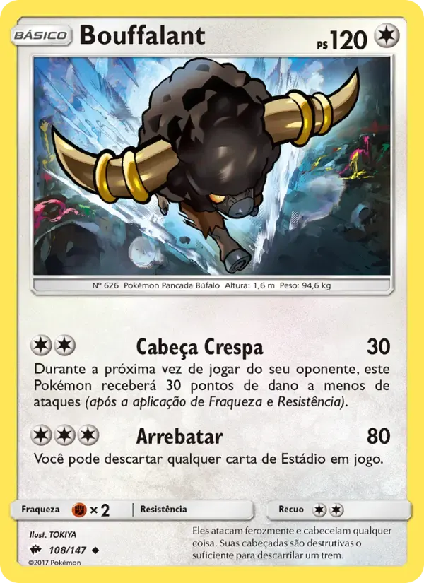 Bouffalant — Sombras Ardentes 108 Portuguese Pokémon card