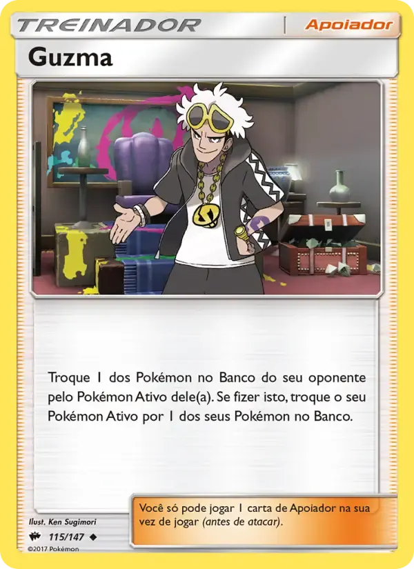 Guzma — Sombras Ardentes 115 Portuguese Pokémon card