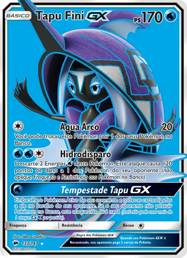 Tapu Fini GX — Sombras Ardentes 133 Portuguese Pokémon card